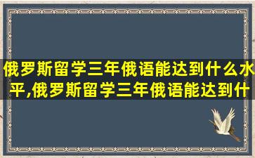 俄罗斯留学三年俄语能达到什么水平,俄罗斯留学三年俄语能达到什么水平呢