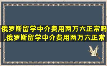 俄罗斯留学中介费用两万六正常吗,俄罗斯留学中介费用两万六正常吗多少钱