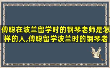 傅聪在波兰留学时的钢琴老师是怎样的人,傅聪留学波兰时的钢琴老师是谁啊