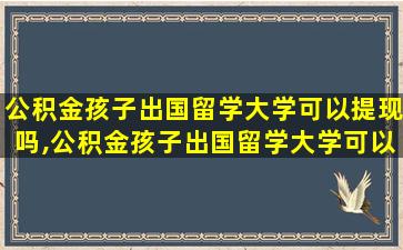 公积金孩子出国留学大学可以提现吗,公积金孩子出国留学大学可以提现吗