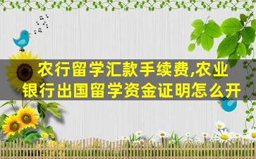 农行留学汇款手续费,农业银行出国留学资金证明怎么开