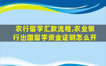 农行留学汇款流程,农业银行出国留学资金证明怎么开