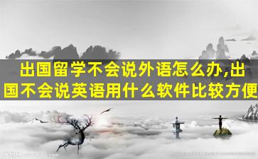 出国留学不会说外语怎么办,出国不会说英语用什么软件比较方便