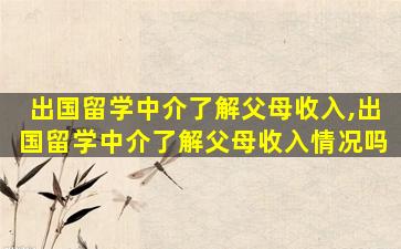 出国留学中介了解父母收入,出国留学中介了解父母收入情况吗