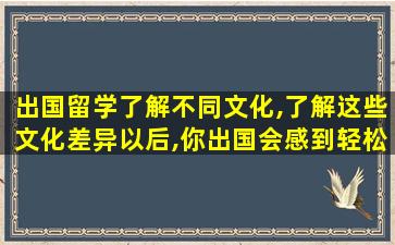 出国留学了解不同文化,了解这些文化差异以后,你出国会感到轻松很多的英文