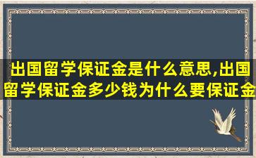 出国留学保证金是什么意思,出国留学保证金多少钱为什么要保证金