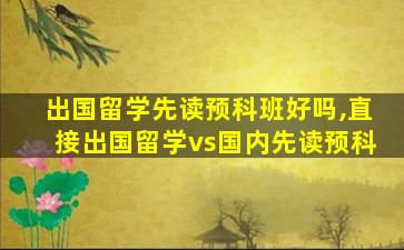 出国留学先读预科班好吗,直接出国留学vs国内先读预科