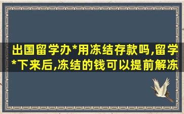 出国留学办*
用冻结存款吗,留学*
下来后,冻结的钱可以提前解冻吗