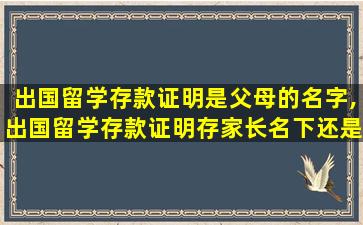 出国留学存款证明是父母的名字,出国留学存款证明存家长名下还是学生名下