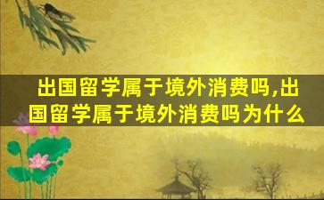 出国留学属于境外消费吗,出国留学属于境外消费吗为什么