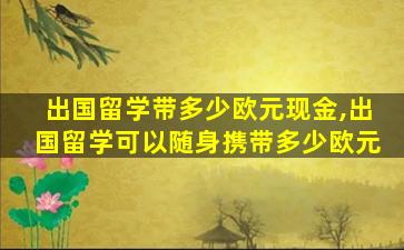 出国留学带多少欧元现金,出国留学可以随身携带多少欧元