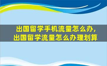 出国留学手机流量怎么办,出国留学流量怎么办理划算