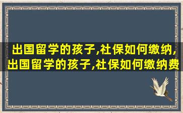 出国留学的孩子,社保如何缴纳,出国留学的孩子,社保如何缴纳费用