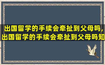 出国留学的手续会牵扯到父母吗,出国留学的手续会牵扯到父母吗知乎