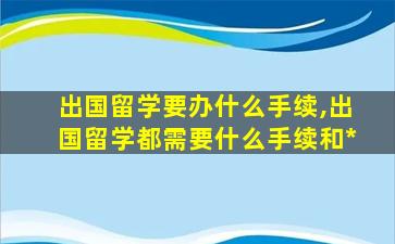 出国留学要办什么手续,出国留学都需要什么手续和*