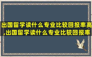 出国留学读什么专业比较回报率高,出国留学读什么专业比较回报率高一点