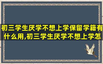 初三学生厌学不想上学保留学籍有什么用,初三学生厌学不想上学怎么办