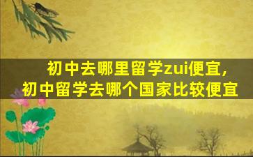 初中去哪里留学zui
便宜,初中留学去哪个国家比较便宜