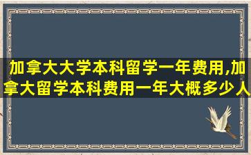 加拿大大学本科留学一年费用,加拿大留学本科费用一年大概多少人民币