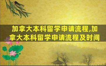 加拿大本科留学申请流程,加拿大本科留学申请流程及时间