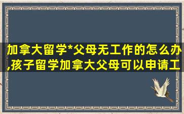 加拿大留学*
父母无工作的怎么办,孩子留学加拿大父母可以申请工作*
吗