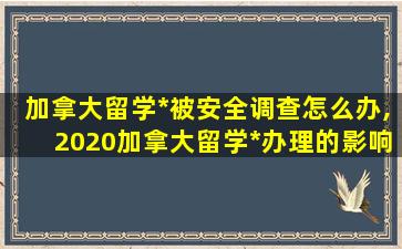 加拿大留学*
被安全调查怎么办,2020加拿大留学*
办理的影响因素有哪些