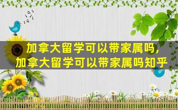 加拿大留学可以带家属吗,加拿大留学可以带家属吗知乎