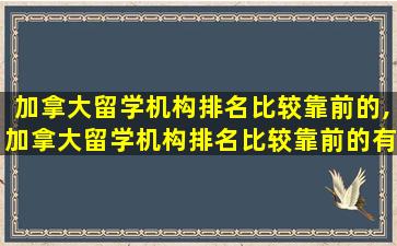 加拿大留学机构排名比较靠前的,加拿大留学机构排名比较靠前的有哪些