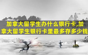 加拿大留学生办什么银行卡,加拿大留学生银行卡里最多存多少钱