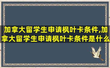 加拿大留学生申请枫叶卡条件,加拿大留学生申请枫叶卡条件是什么