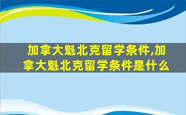 加拿大魁北克留学条件,加拿大魁北克留学条件是什么