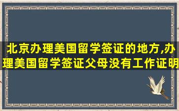 北京办理美国留学签证的地方,办理美国留学签证父母没有工作证明怎么办