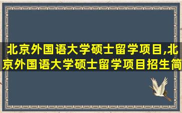 北京外国语大学硕士留学项目,北京外国语大学硕士留学项目招生简章