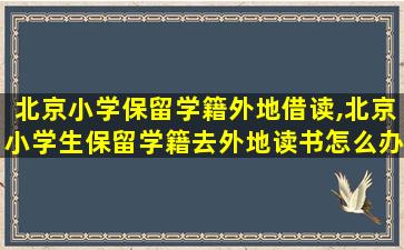 北京小学保留学籍外地借读,北京小学生保留学籍去外地读书怎么办