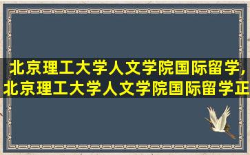 北京理工大学人文学院国际留学,北京理工大学人文学院国际留学正不正规