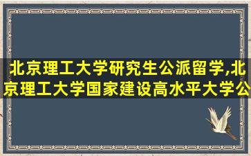 北京理工大学研究生公派留学,北京理工大学国家建设高水平大学公派研究生