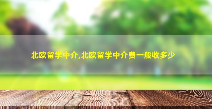 北欧留学中介,北欧留学中介费一般收多少