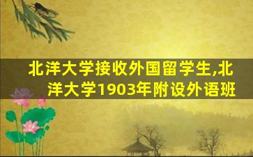 北洋大学接收外国留学生,北洋大学1903年附设外语班