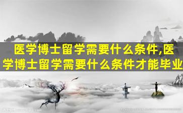 医学博士留学需要什么条件,医学博士留学需要什么条件才能毕业