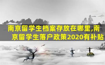 南京留学生档案存放在哪里,南京留学生落户政策2020有补贴