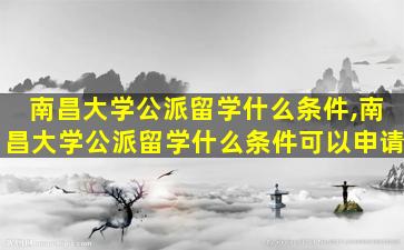 南昌大学公派留学什么条件,南昌大学公派留学什么条件可以申请