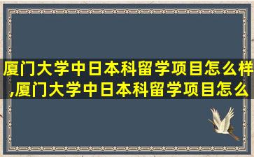 厦门大学中日本科留学项目怎么样,厦门大学中日本科留学项目怎么样知乎