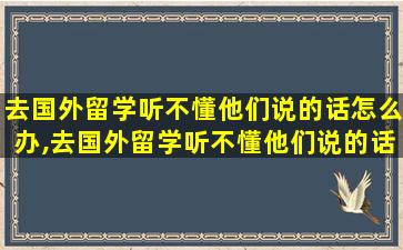 去国外留学听不懂他们说的话怎么办,去国外留学听不懂他们说的话怎么办呢