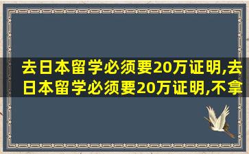 去日本留学必须要20万证明,去日本留学必须要20万证明,不拿行吗