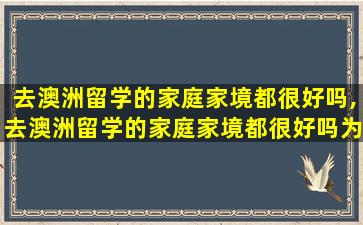 去澳洲留学的家庭家境都很好吗,去澳洲留学的家庭家境都很好吗为什么