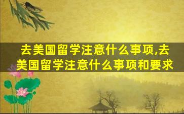 去美国留学注意什么事项,去美国留学注意什么事项和要求