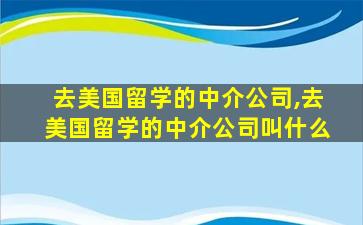 去美国留学的中介公司,去美国留学的中介公司叫什么