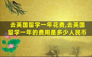 去英国留学一年花费,去英国留学一年的费用是多少人民币