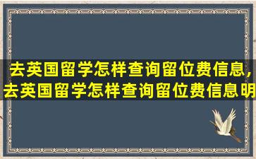 去英国留学怎样查询留位费信息,去英国留学怎样查询留位费信息明细