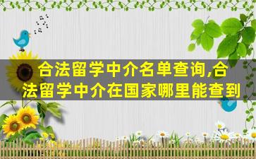 合法留学中介名单查询,合法留学中介在国家哪里能查到